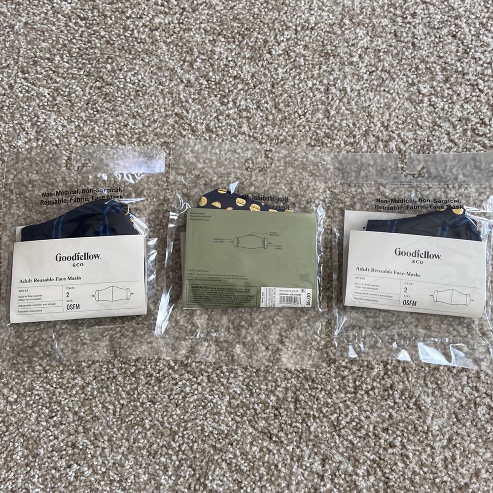 3 sets of 2 masks each